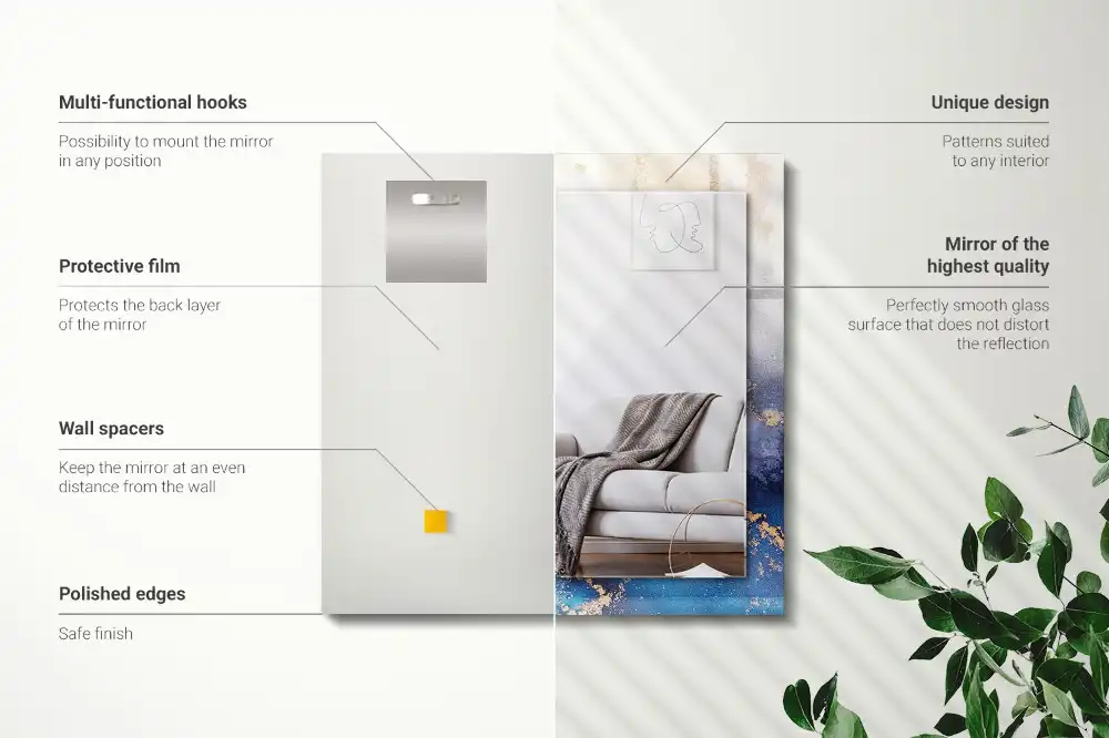 Pravokotne ogledalo s potiskanim okvirjem Abstraktna plastična umetnost