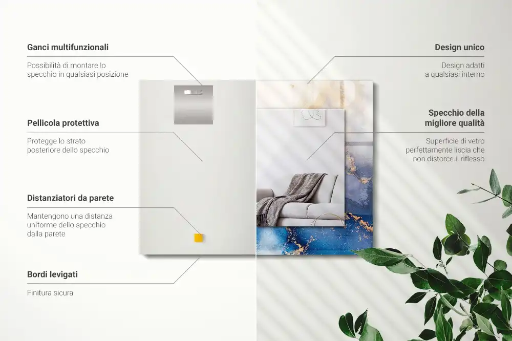 Pravokotne ogledalo s potiskanim okvirjem Abstraktna plastična umetnost