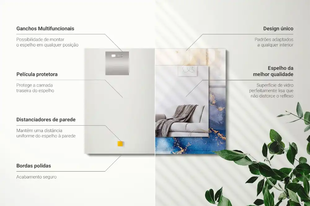 Pravokotne ogledalo s potiskanim okvirjem Abstraktna plastična umetnost