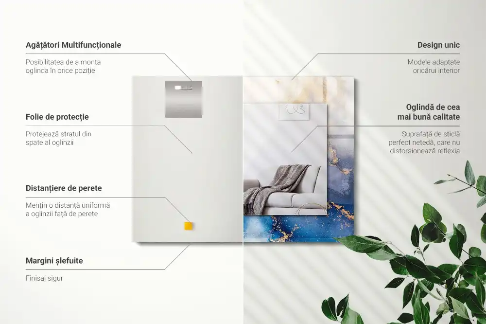 Pravokotne ogledalo s potiskanim okvirjem Abstraktna plastična umetnost