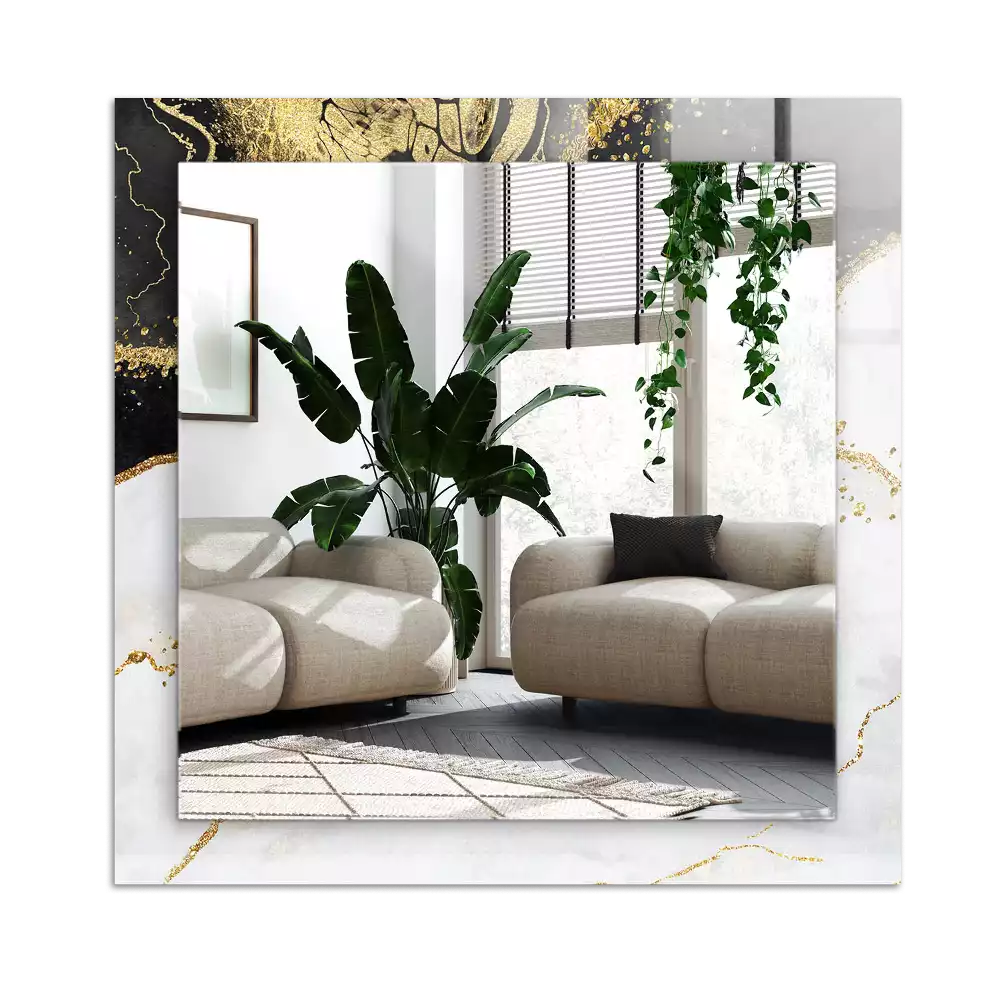 Pravokotne okrasno ogledalo Abstraktna zlata umetnost