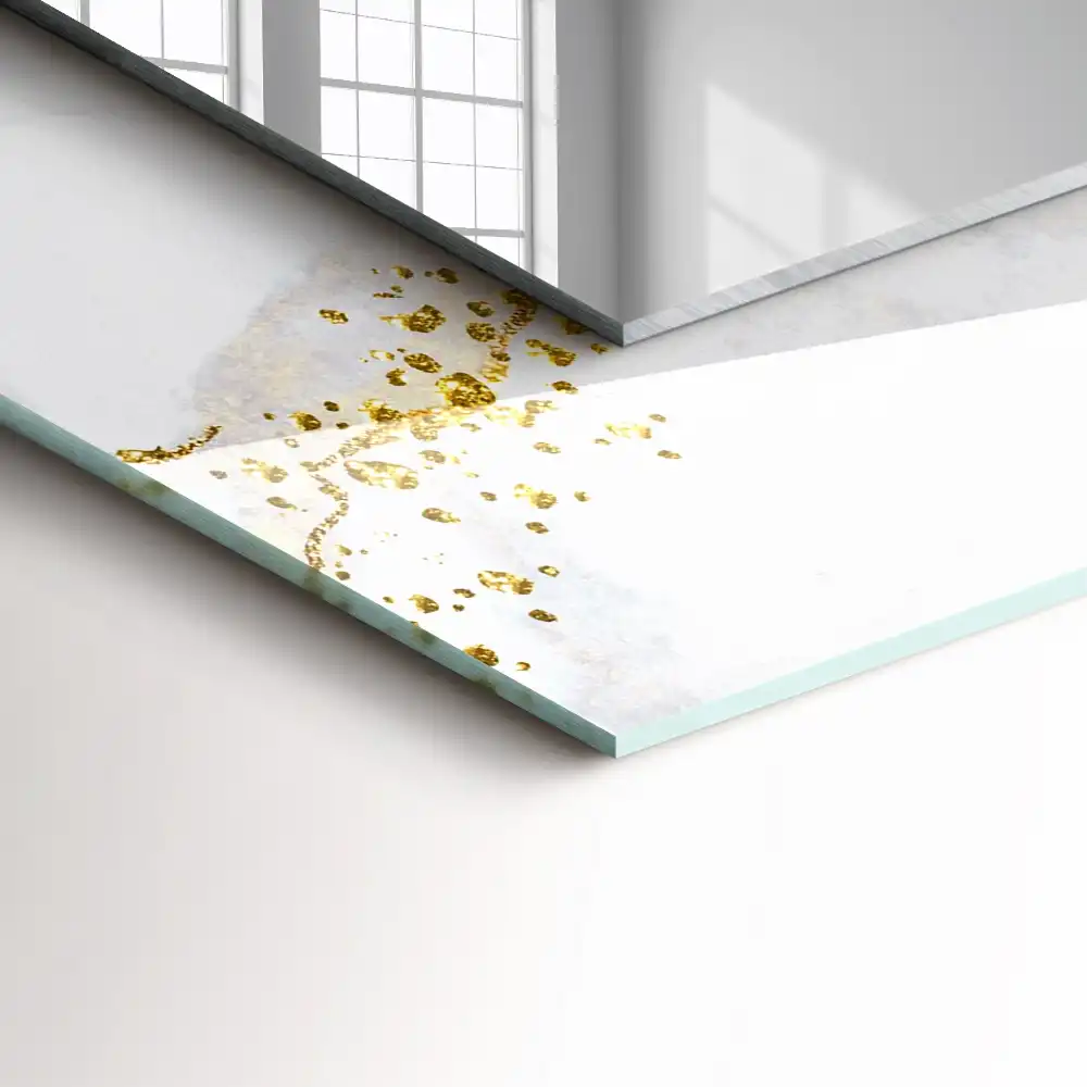 Pravokotne okrasno ogledalo Abstraktna zlata umetnost