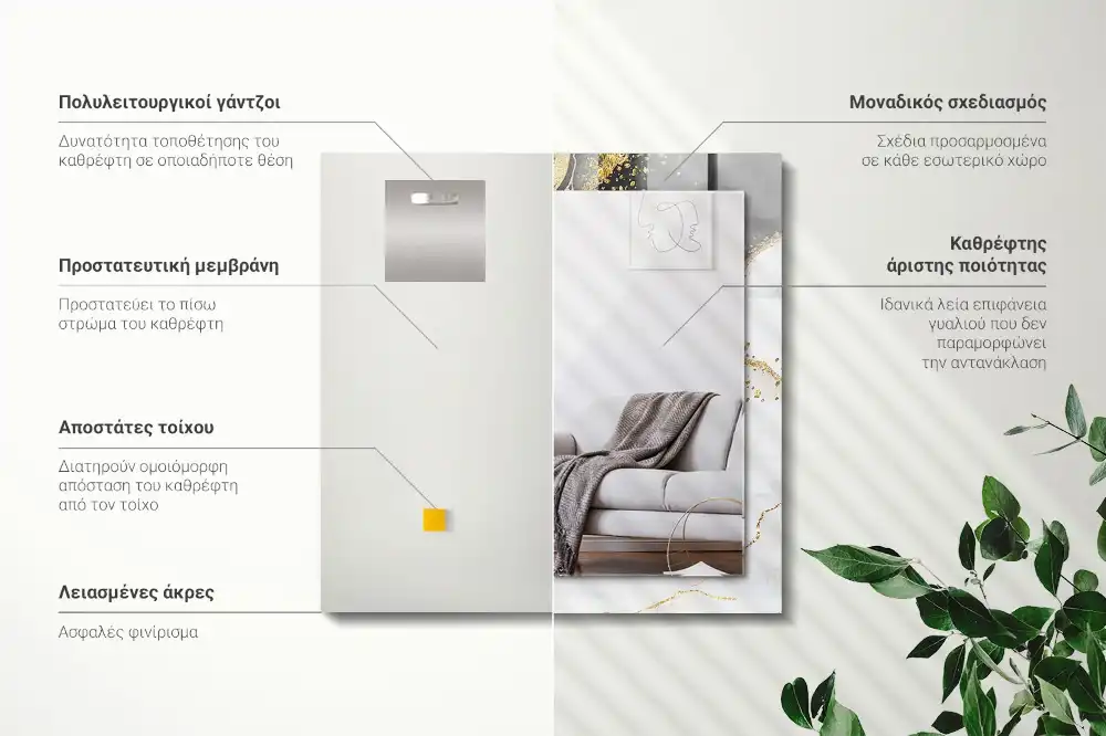 Pravokotne okrasno ogledalo Abstraktna zlata umetnost