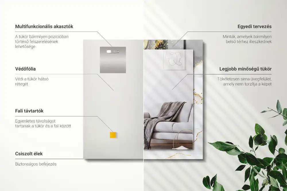 Pravokotne okrasno ogledalo Abstraktna zlata umetnost