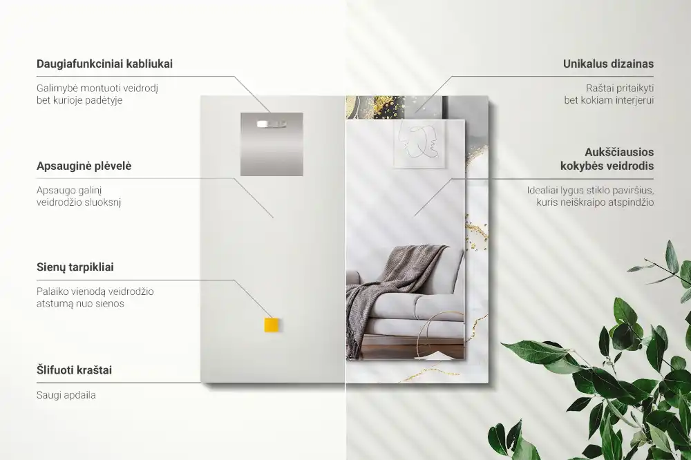 Pravokotne okrasno ogledalo Abstraktna zlata umetnost