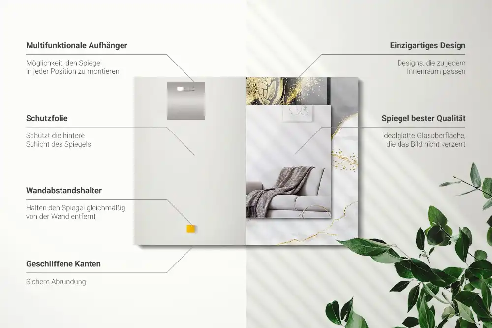 Pravokotne okrasno ogledalo Abstraktna zlata umetnost