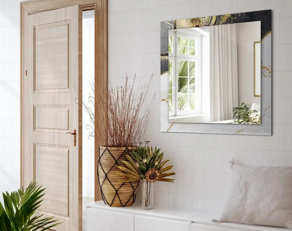 Pravokotne okrasno ogledalo Abstraktna zlata umetnost