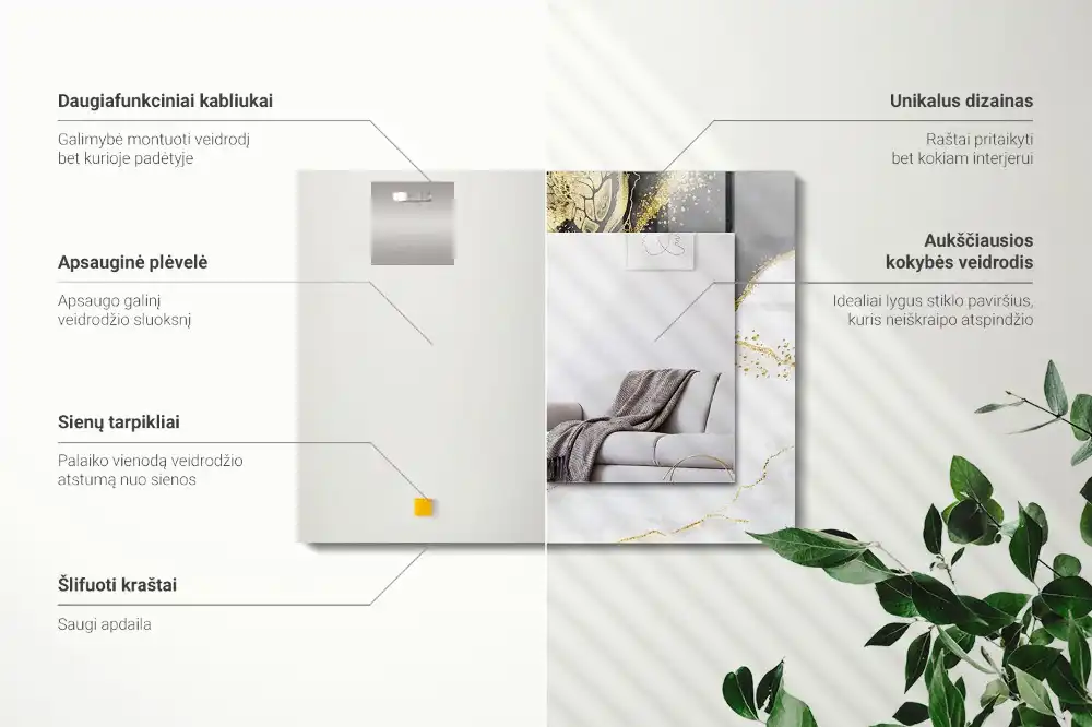 Pravokotne okrasno ogledalo Abstraktna zlata umetnost