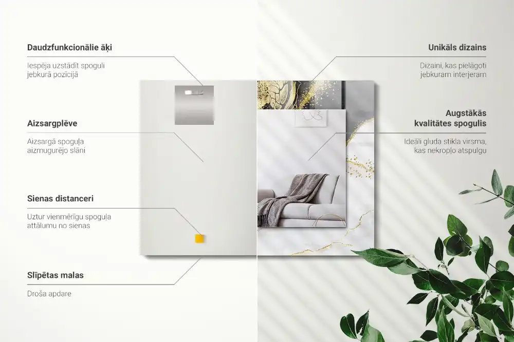 Pravokotne okrasno ogledalo Abstraktna zlata umetnost