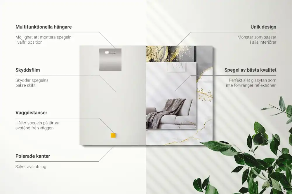 Pravokotne okrasno ogledalo Abstraktna zlata umetnost