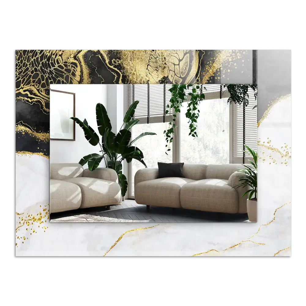 Pravokotne okrasno ogledalo Abstraktna zlata umetnost