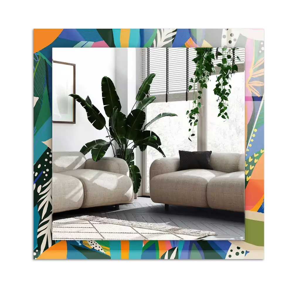 Tiskano pravokotne ogledalo Barvite abstraktne rože