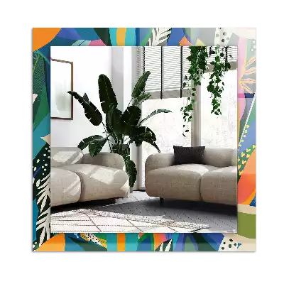 Tiskano pravokotne ogledalo Barvite abstraktne rože