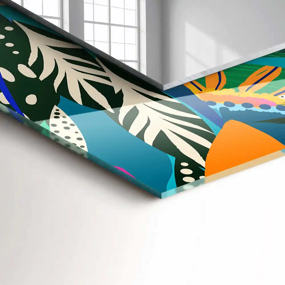 Tiskano pravokotne ogledalo Barvite abstraktne rože