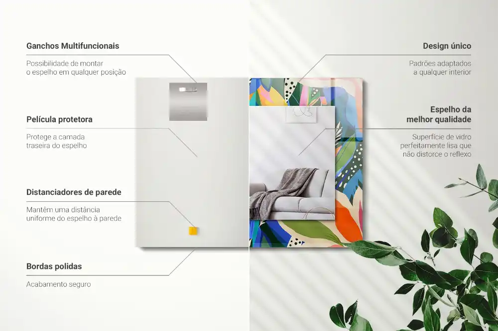 Tiskano pravokotne ogledalo Barvite abstraktne rože