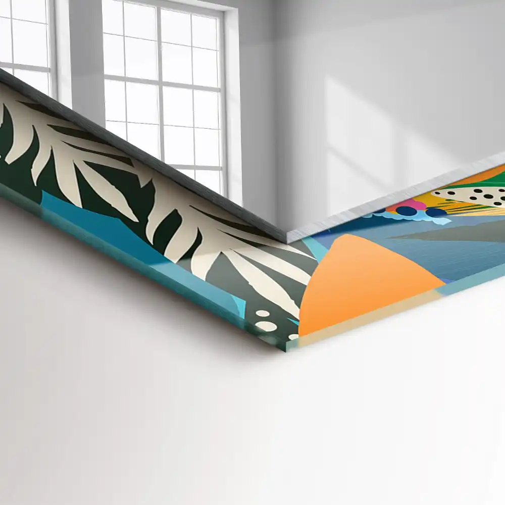 Tiskano pravokotne ogledalo Barvite abstraktne rože