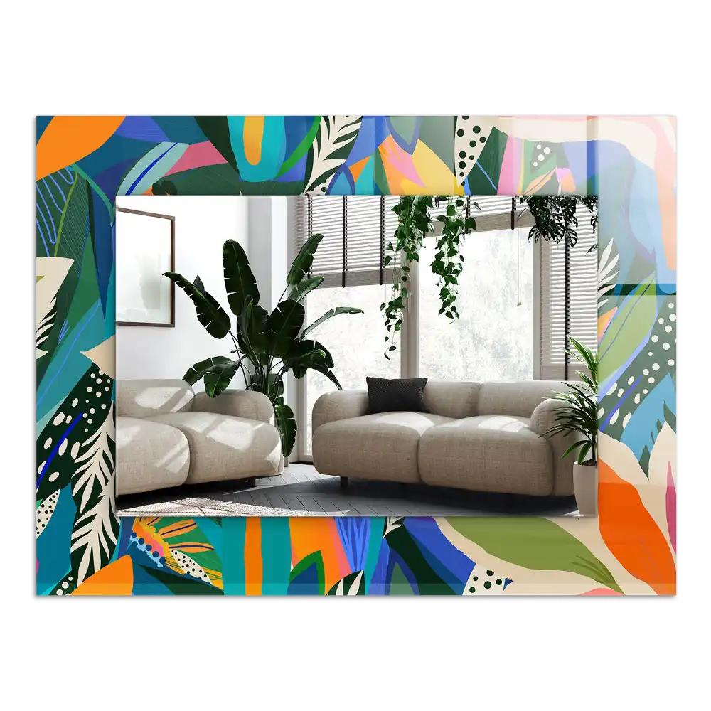 Tiskano pravokotne ogledalo Barvite abstraktne rože