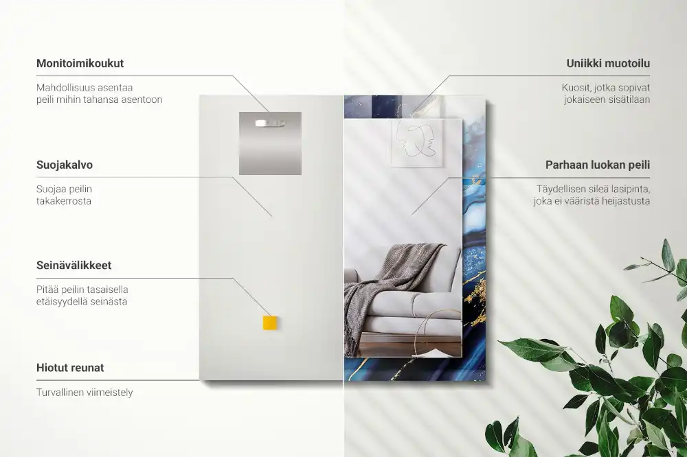 Pravokotne ogledalo s potiskanim okvirjem Abstraktna marmorna umetnost