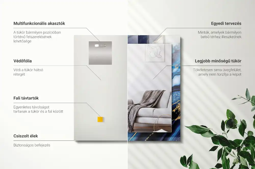 Pravokotne ogledalo s potiskanim okvirjem Abstraktna marmorna umetnost