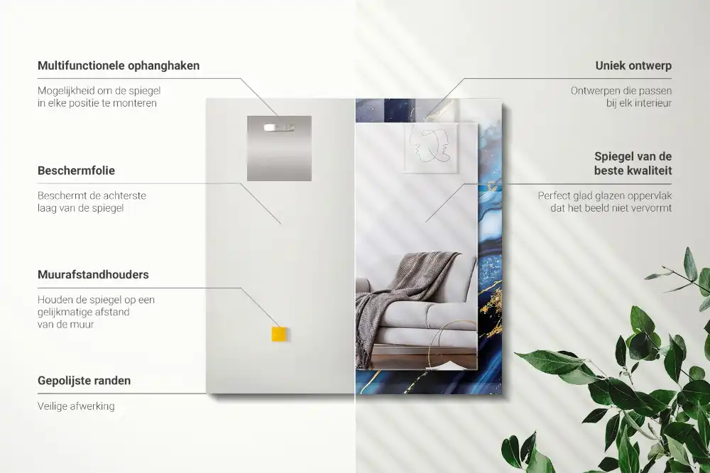 Pravokotne ogledalo s potiskanim okvirjem Abstraktna marmorna umetnost