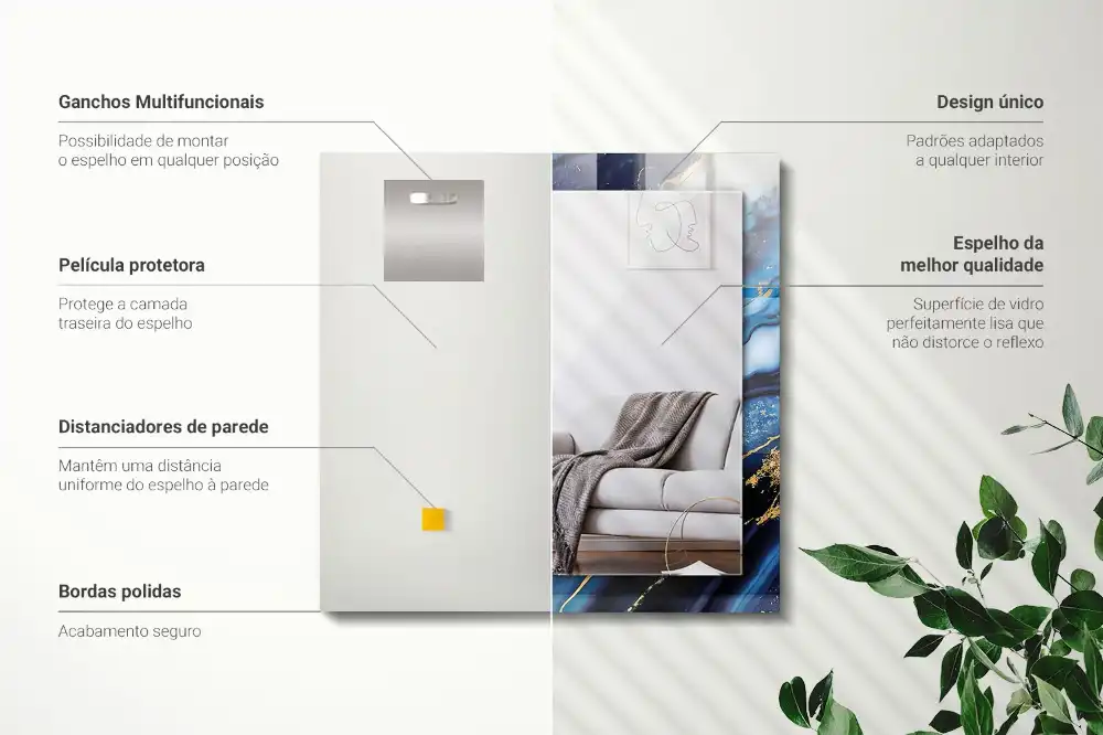 Pravokotne ogledalo s potiskanim okvirjem Abstraktna marmorna umetnost