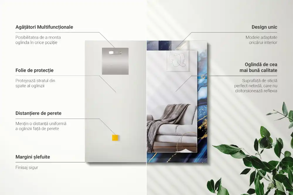 Pravokotne ogledalo s potiskanim okvirjem Abstraktna marmorna umetnost