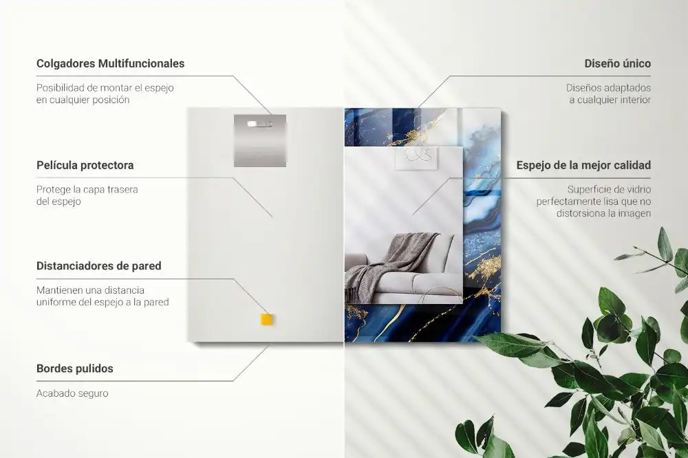 Pravokotne ogledalo s potiskanim okvirjem Abstraktna marmorna umetnost