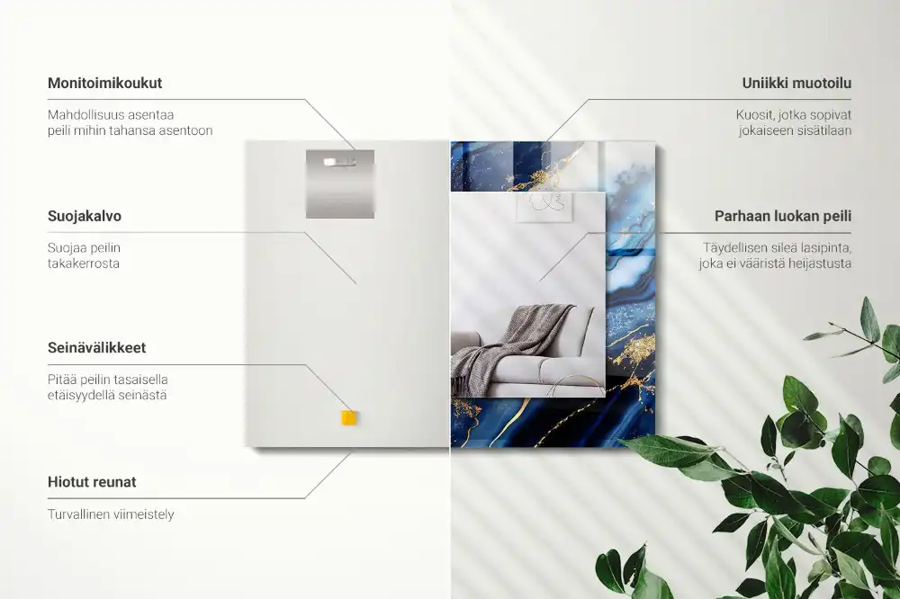 Pravokotne ogledalo s potiskanim okvirjem Abstraktna marmorna umetnost