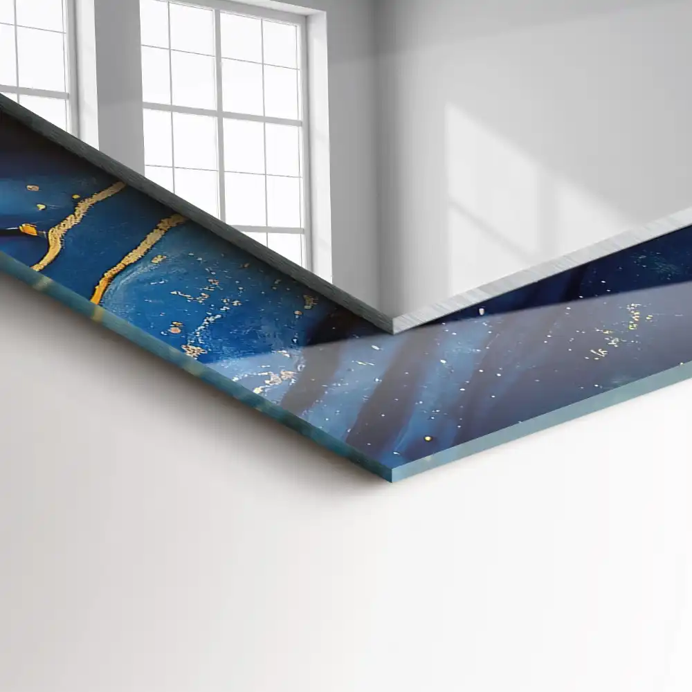 Pravokotne ogledalo s potiskanim okvirjem Abstraktna marmorna umetnost