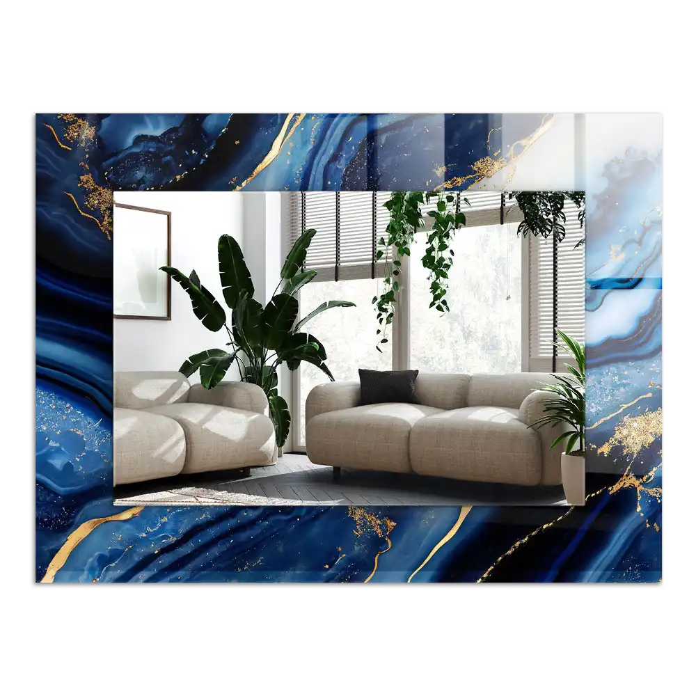 Pravokotne ogledalo s potiskanim okvirjem Abstraktna marmorna umetnost