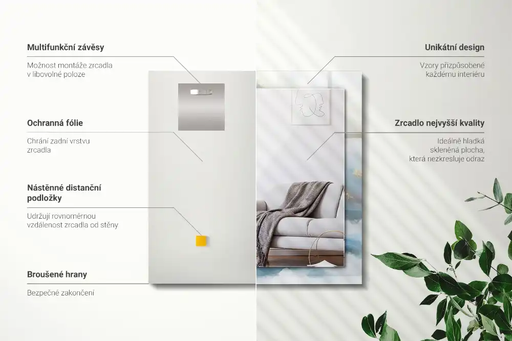 Pravokotne okrasno ogledalo Gore v megli