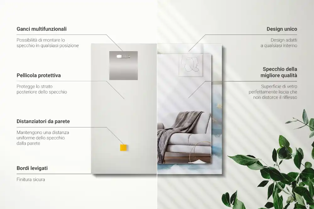 Pravokotne okrasno ogledalo Gore v megli