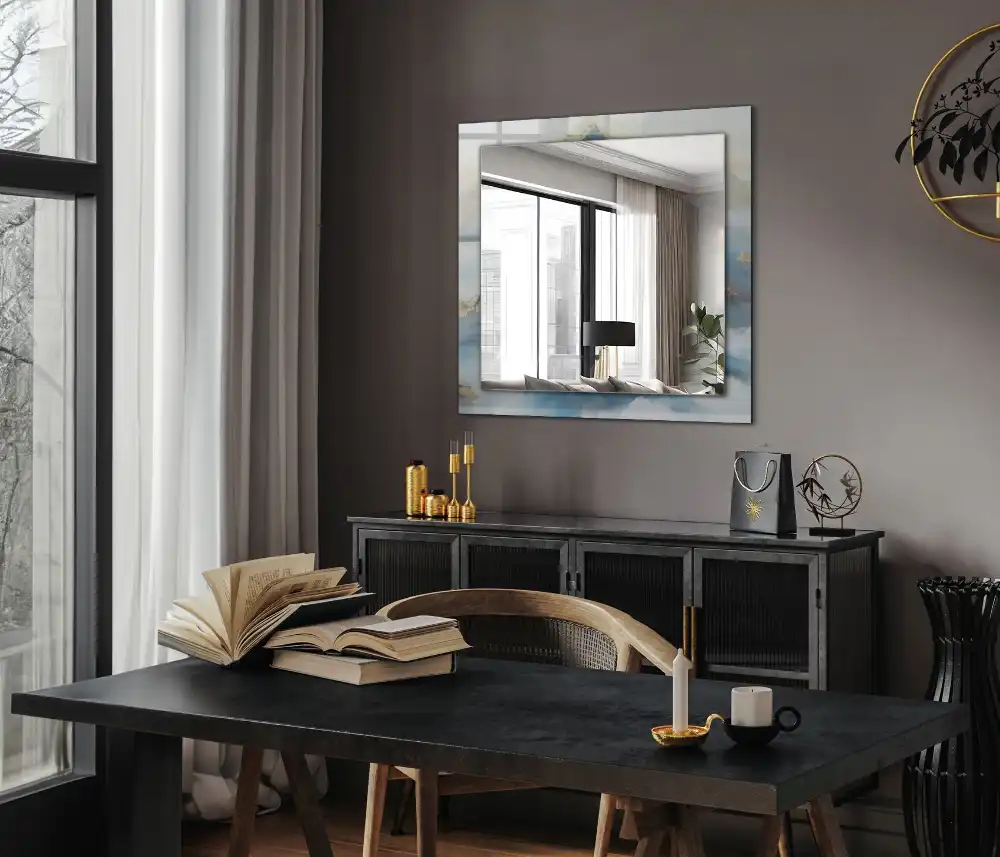 Pravokotne okrasno ogledalo Gore v megli