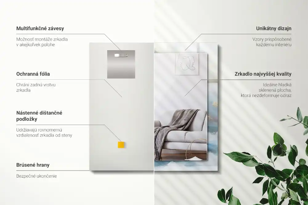 Pravokotne okrasno ogledalo Gore v megli