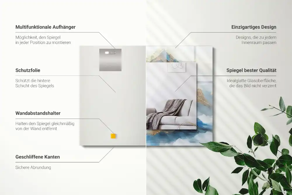 Pravokotne okrasno ogledalo Gore v megli