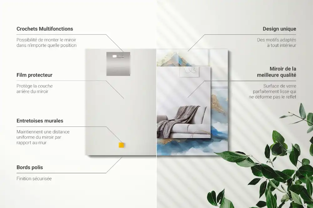 Pravokotne okrasno ogledalo Gore v megli