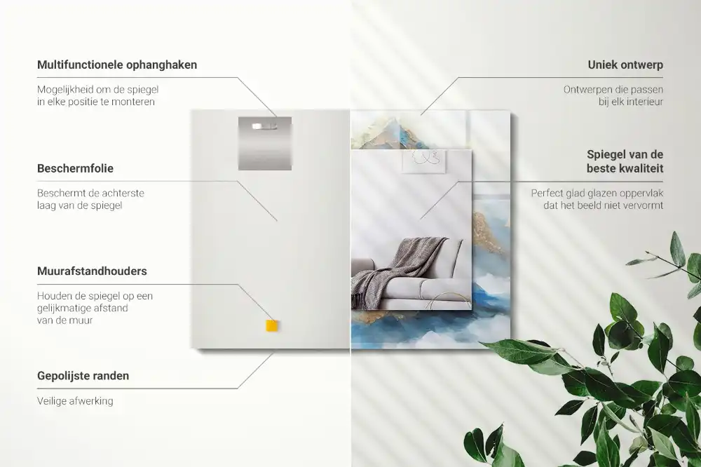 Pravokotne okrasno ogledalo Gore v megli