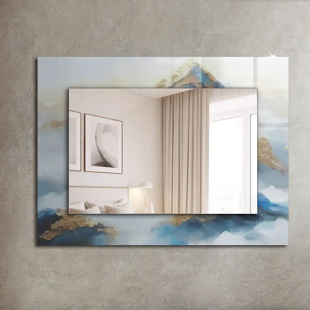 Pravokotne okrasno ogledalo Gore v megli