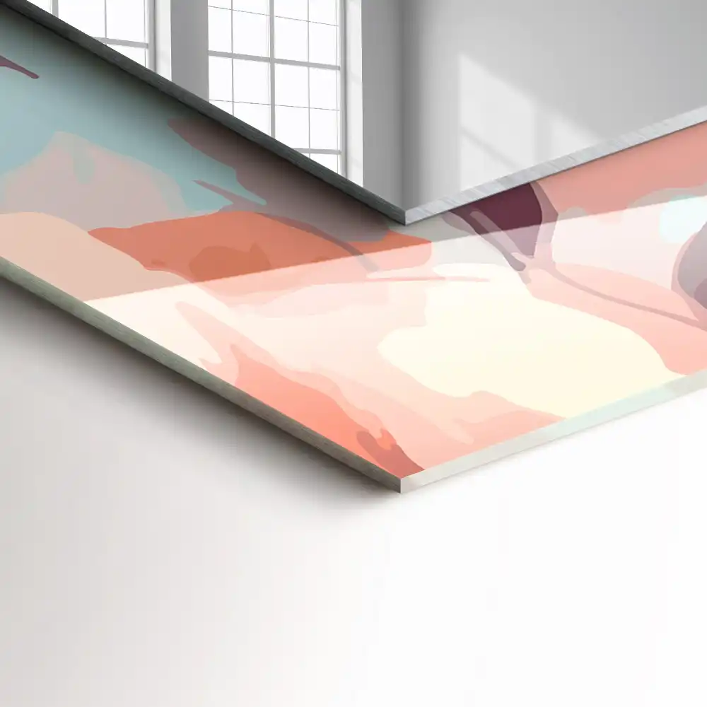 Pravokotne ogledalo s potiskanim okvirjem Pastelne rože in listi