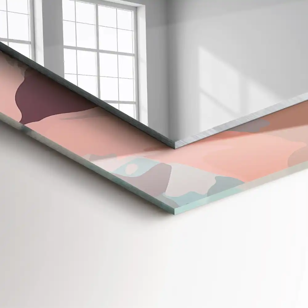 Pravokotne ogledalo s potiskanim okvirjem Pastelne rože in listi