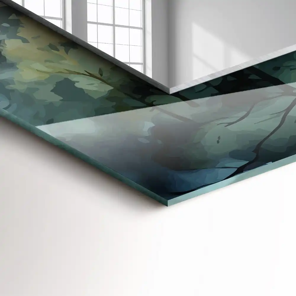 Pravokotne okrasno ogledalo Gozd v megli