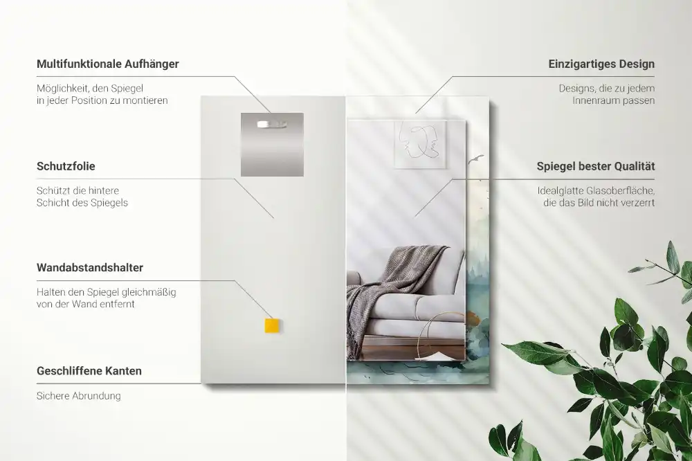 Pravokotne okrasno ogledalo Gozd v megli