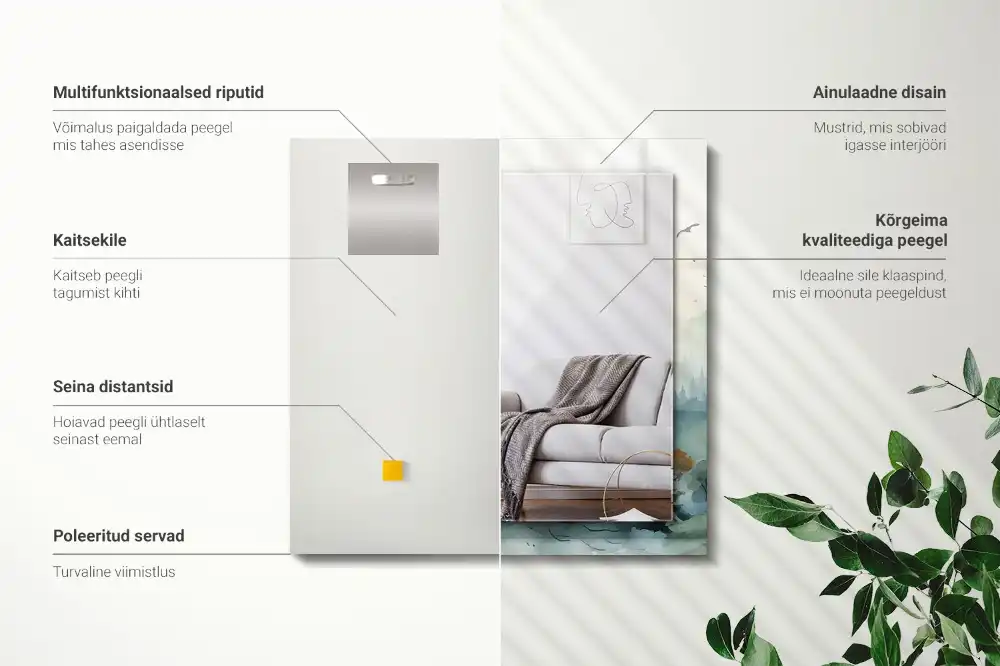 Pravokotne okrasno ogledalo Gozd v megli