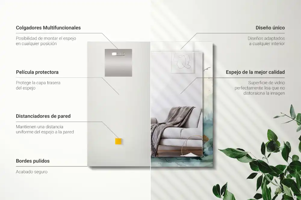 Pravokotne okrasno ogledalo Gozd v megli