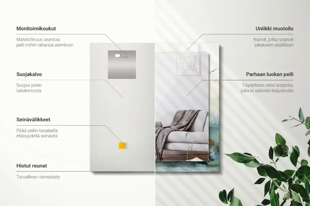 Pravokotne okrasno ogledalo Gozd v megli