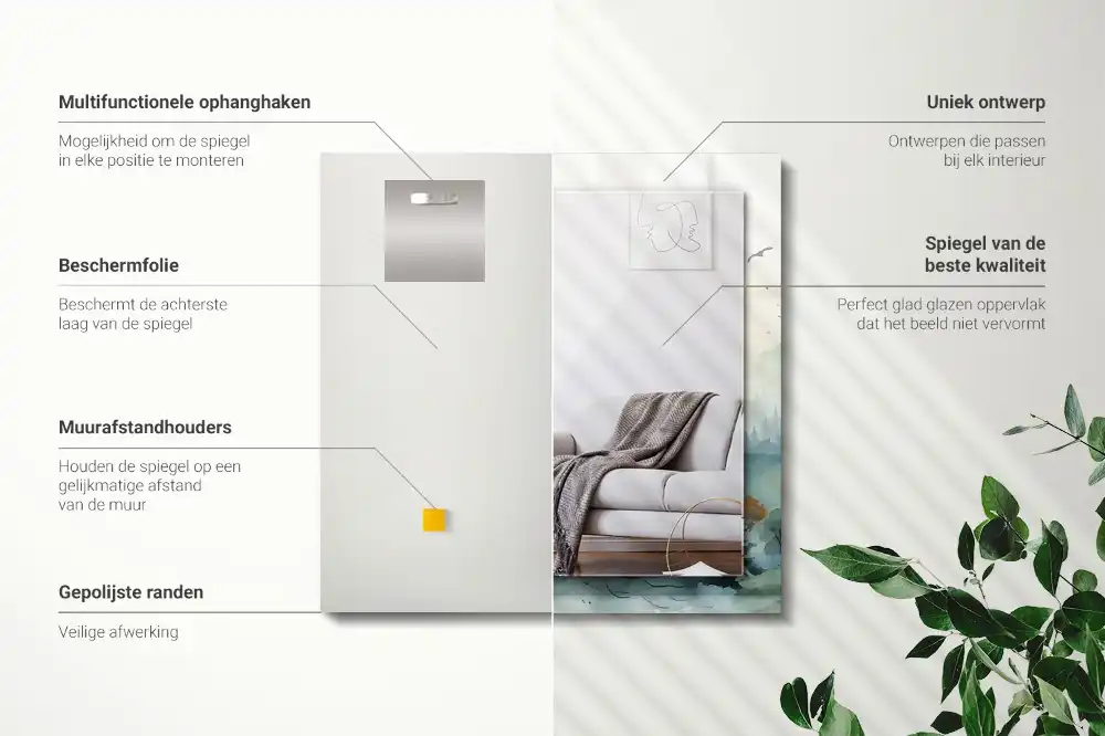 Pravokotne okrasno ogledalo Gozd v megli