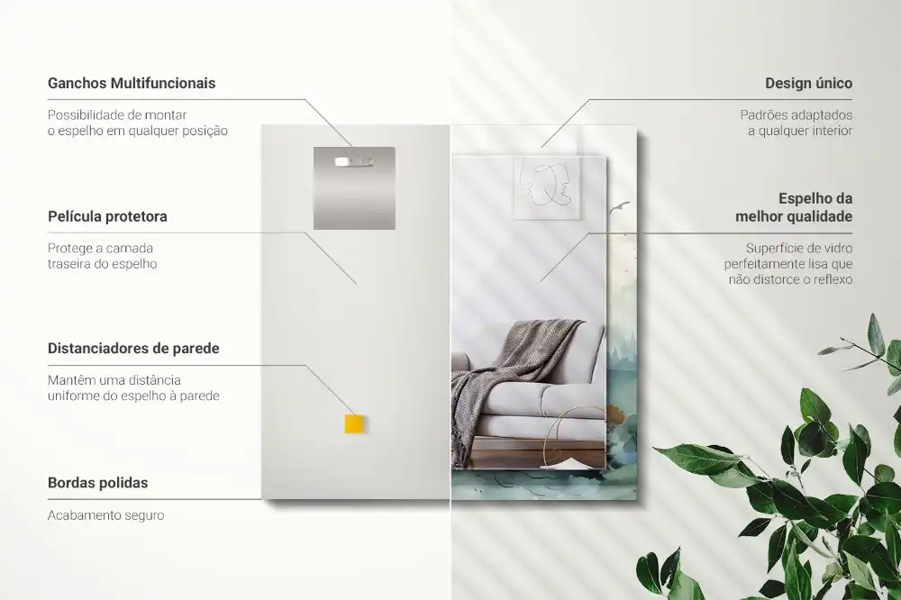 Pravokotne okrasno ogledalo Gozd v megli