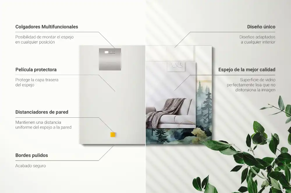 Pravokotne okrasno ogledalo Gozd v megli