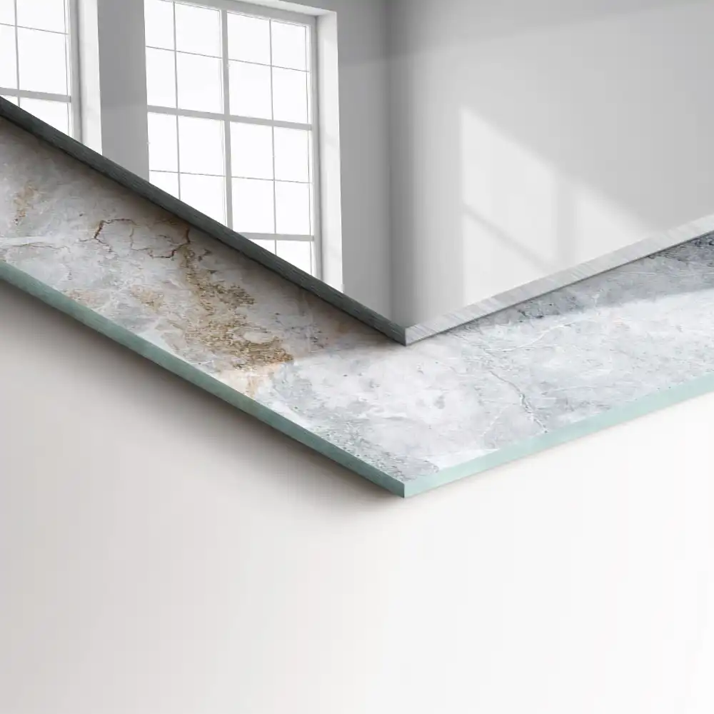 Tiskano pravokotne ogledalo Marmor s sivimi žilami