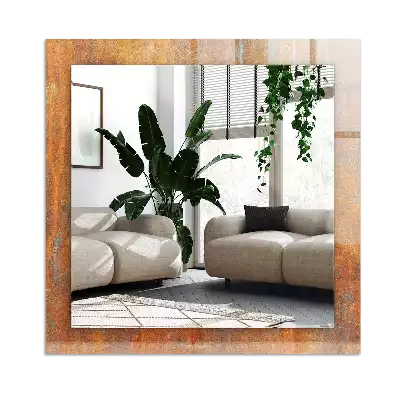 Pravokotne ogledalo s potiskanim okvirjem Rjasta kovinska površina